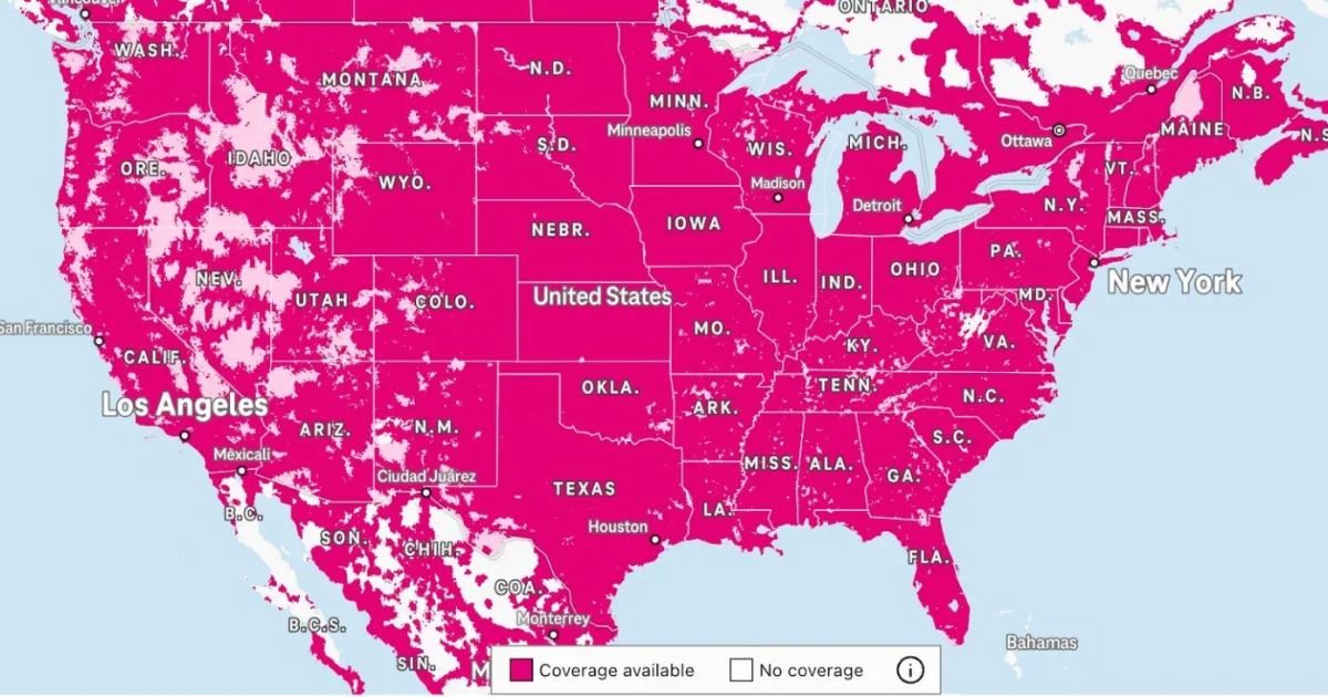 T-Satellite U.S. coverage map
