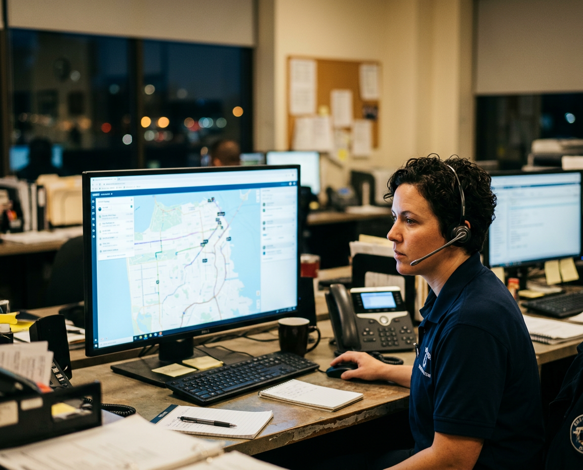 Live GPS map tracking school buses across a district fleet