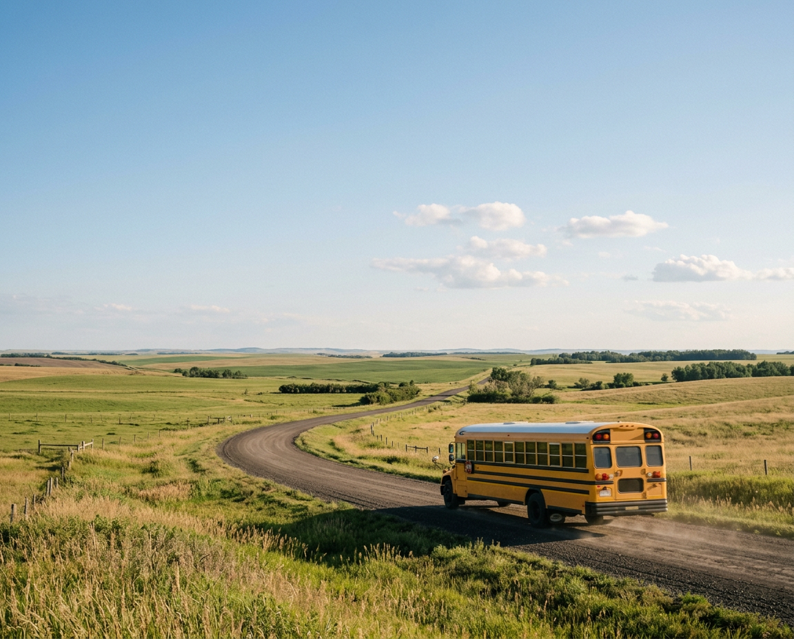 School bus equipped with GPS, cameras, and connectivity technology powered by Crosswalk K12