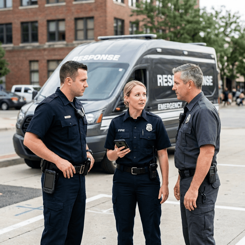 First responder accessing CPR³ Public Safety Operations Hub on a mobile device