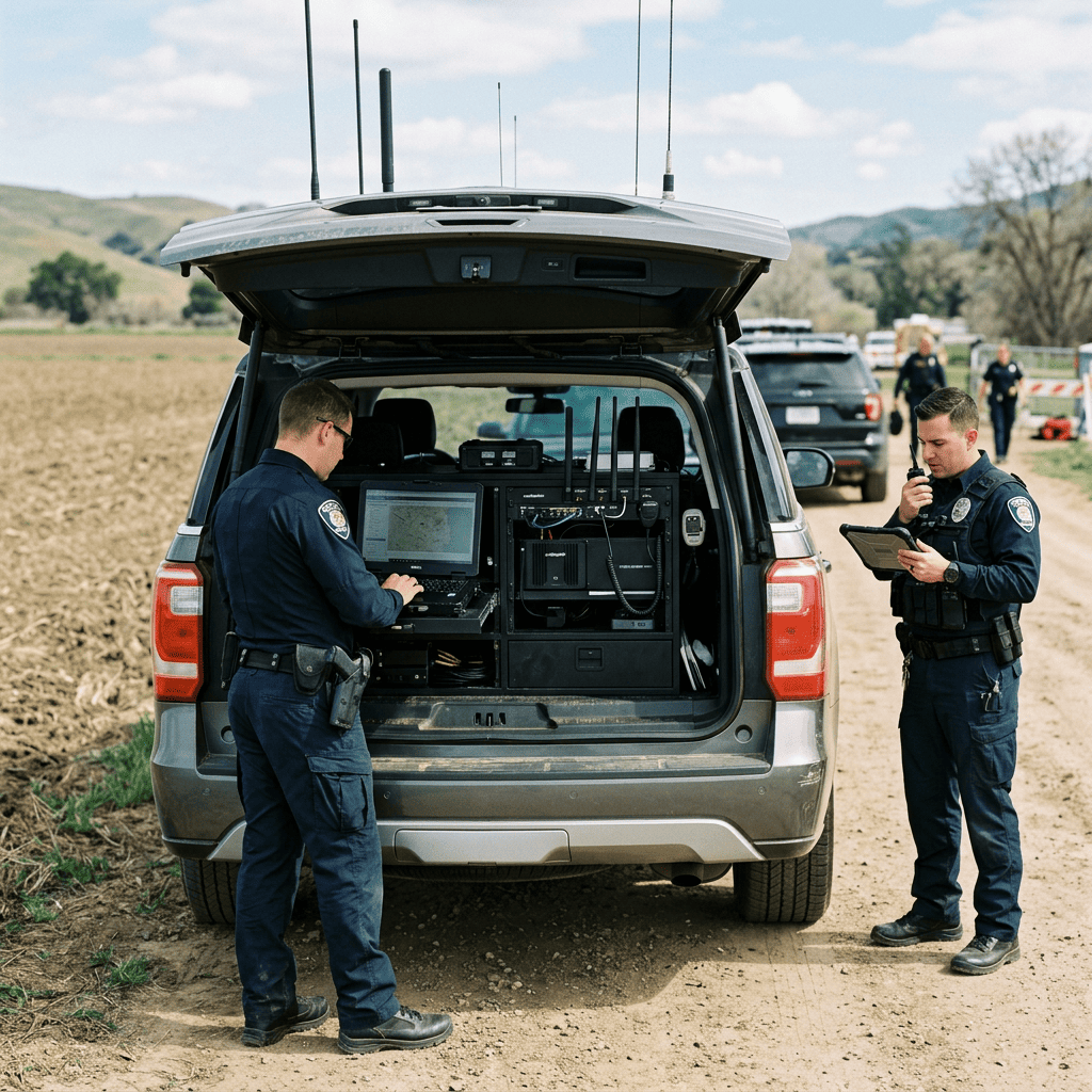 Public safety vehicle equipped with mobile data terminal and connected technology