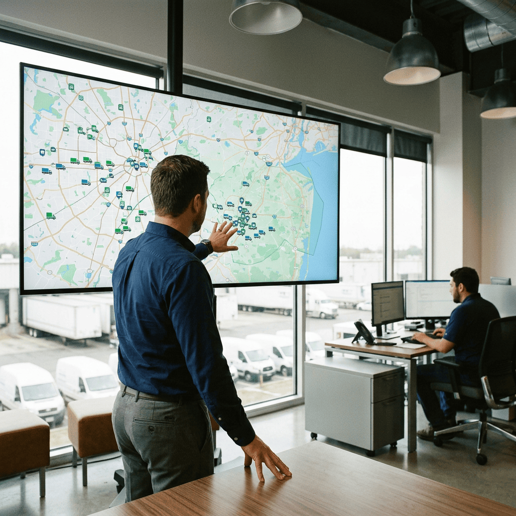 Live GPS tracking dashboard showing fleet vehicle locations