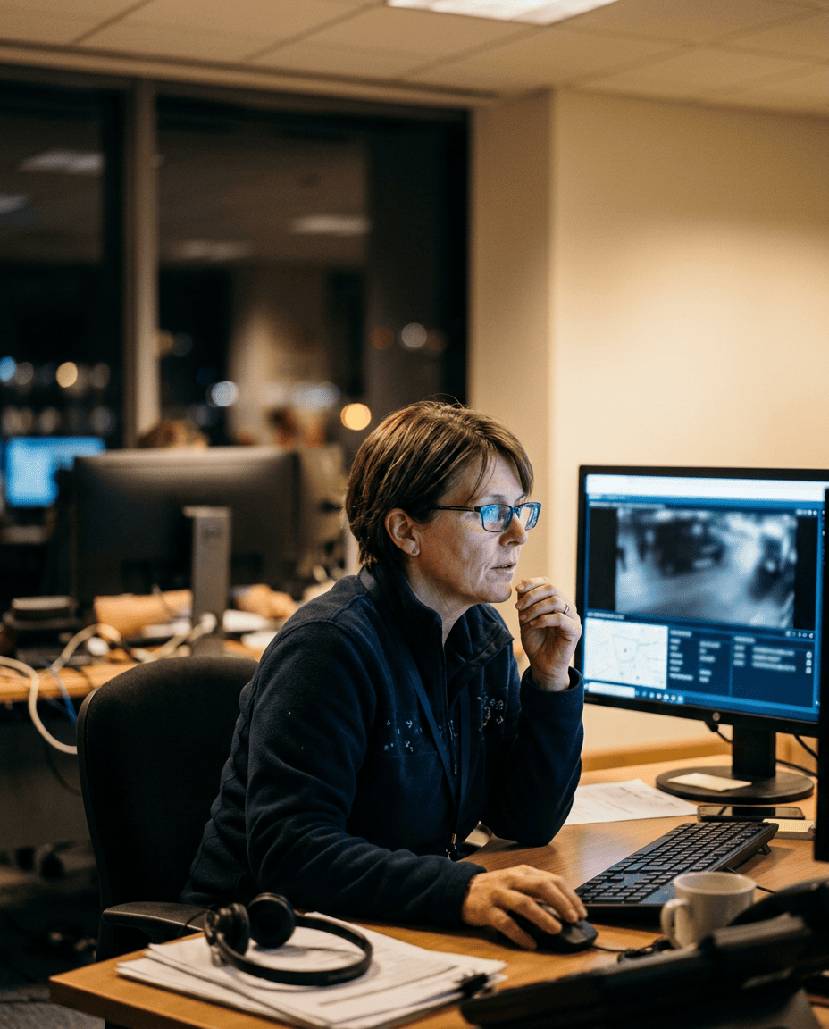 Fleet manager viewing live vehicle camera footage remotely