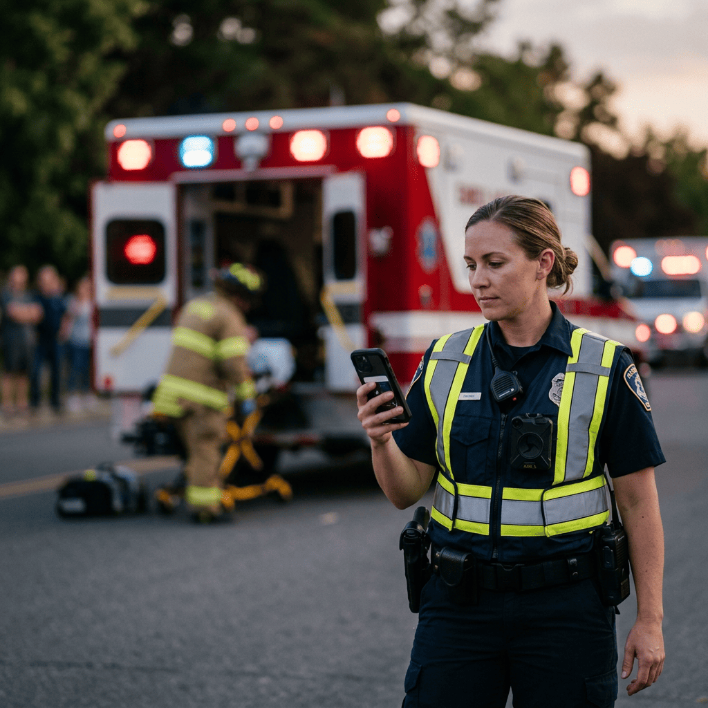 First responder using connected devices during an emergency response